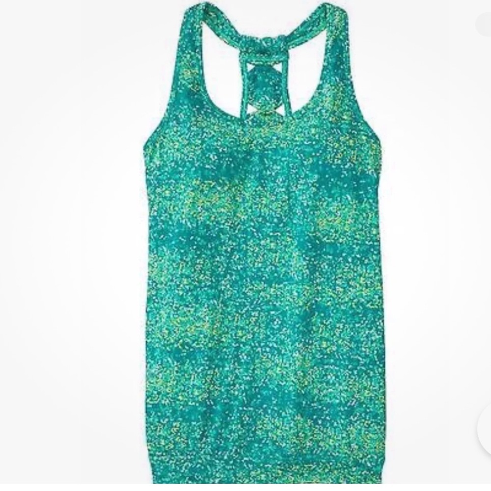 Athleta Women’s X's & O's Racerback Tank Top w/Built In Bra Small Emerald Green